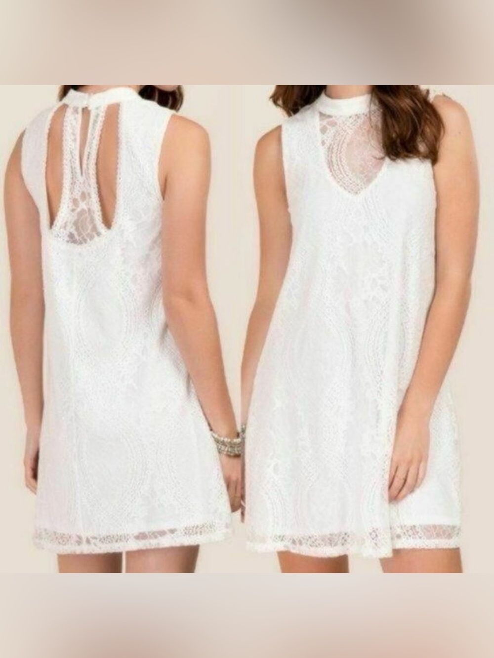 White Sleeveless Lace Shift Dress, Perfect For Bridal & Engagement